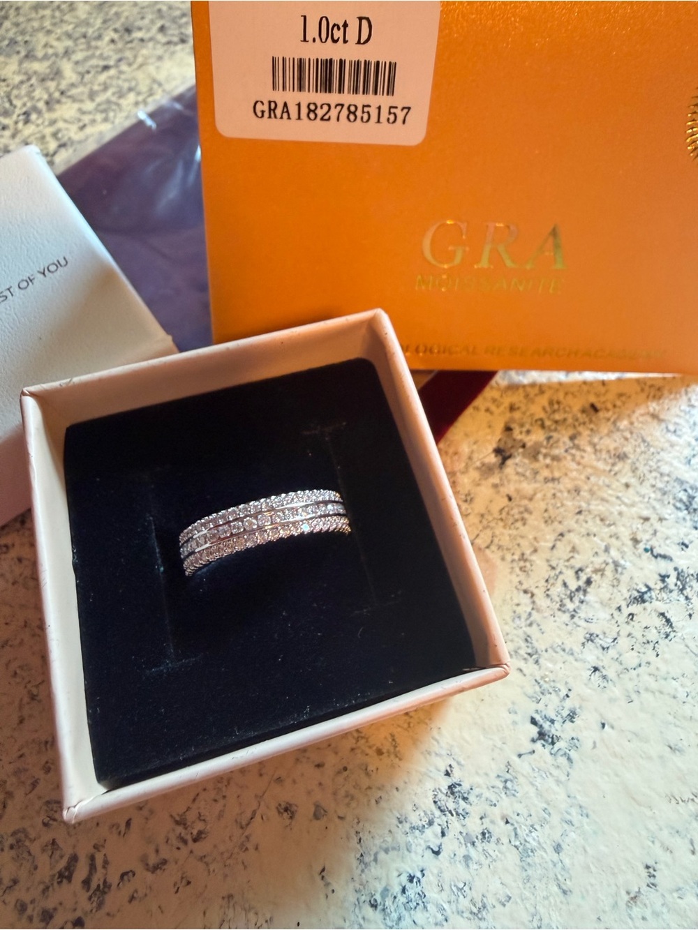 Sterling Silver Triple Row CZ Band - White